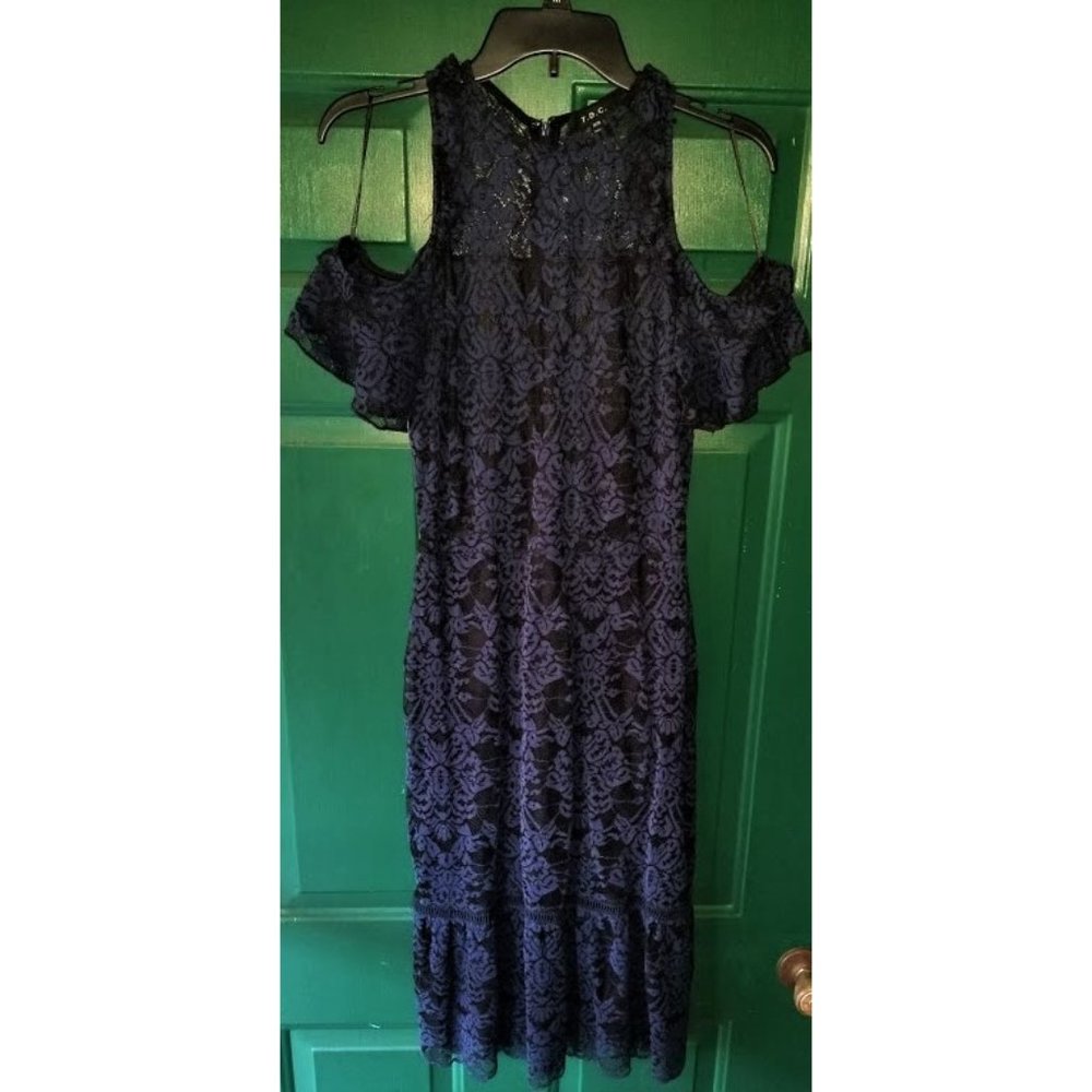 Never Worn Navy & Black Damask Lace Cocktail Dress